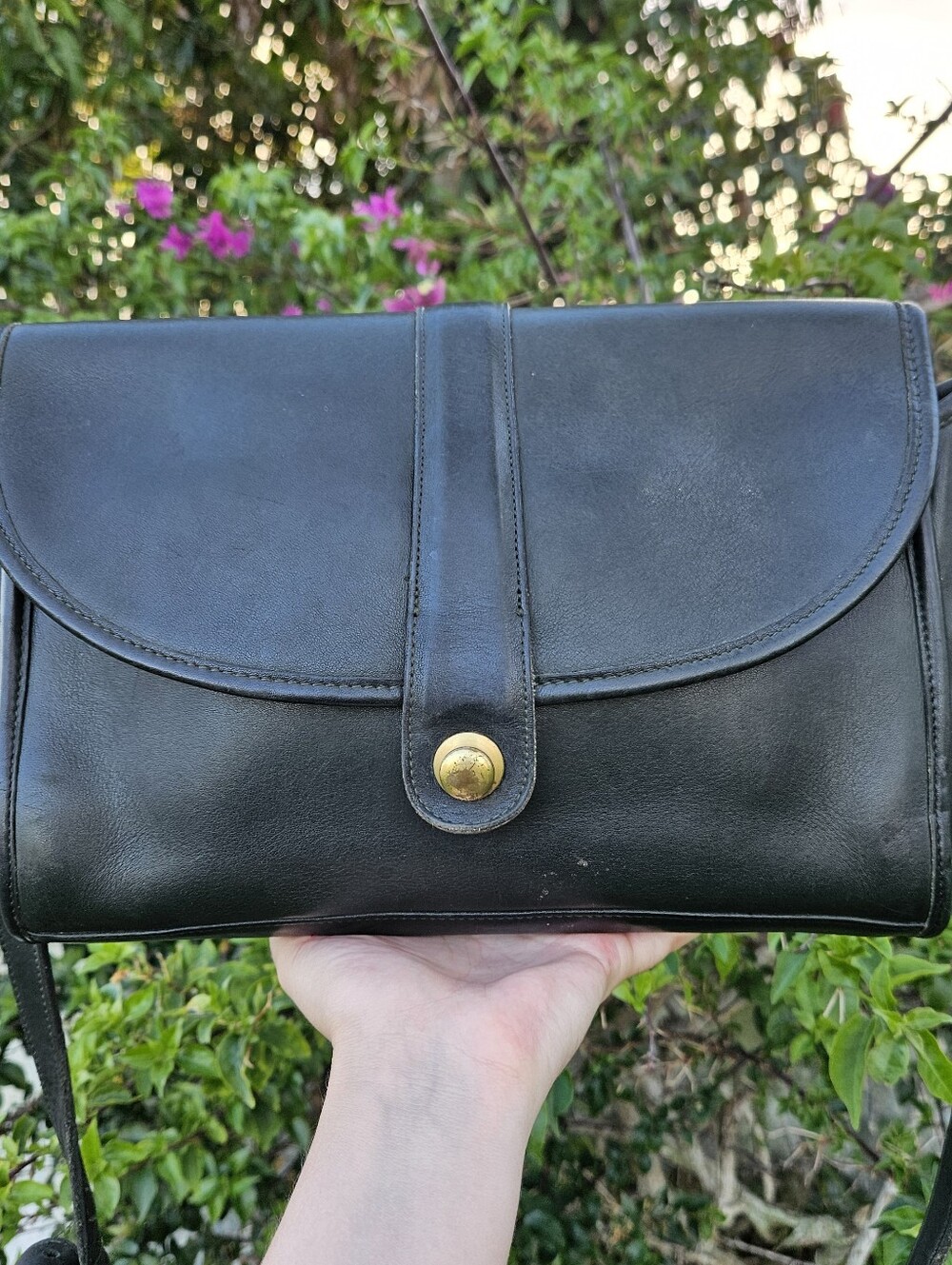 Vintage Coach Roll Bag 9987 Forest Green Leather Crossbody USA Pre-1994 Rare